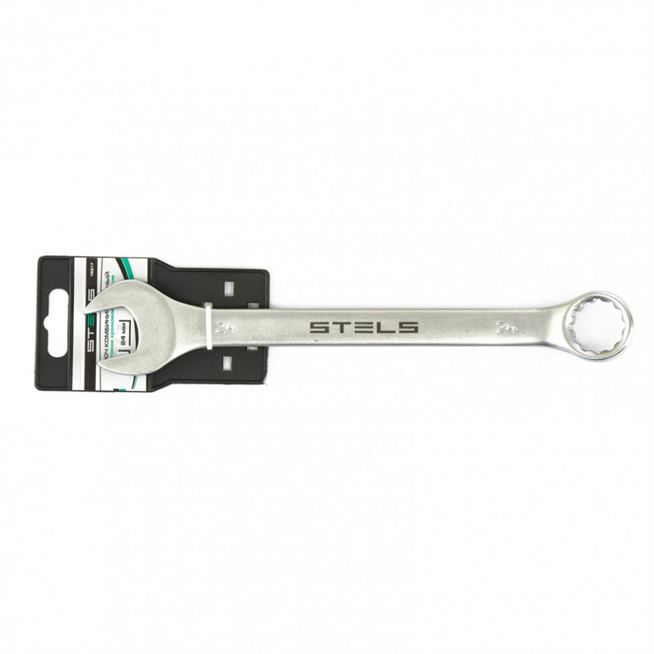 Ключ комбинированный, 24 мм, CrV, матовый хром Stels
