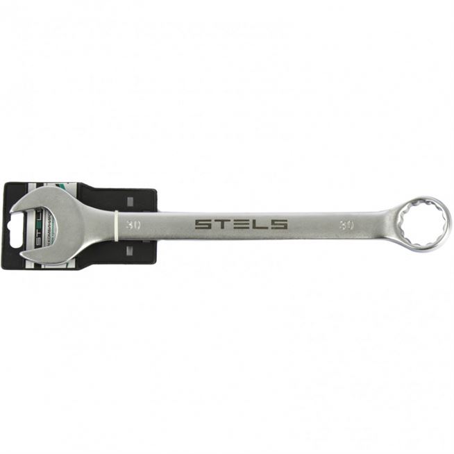 Ключ комбинированный, 30 мм, CrV, матовый хром Stels