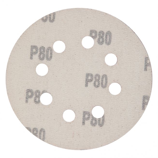 Круг абразивный на ворсовой подложке под "липучку", перфорированный, P 80, 125 мм, 5 шт Matrix